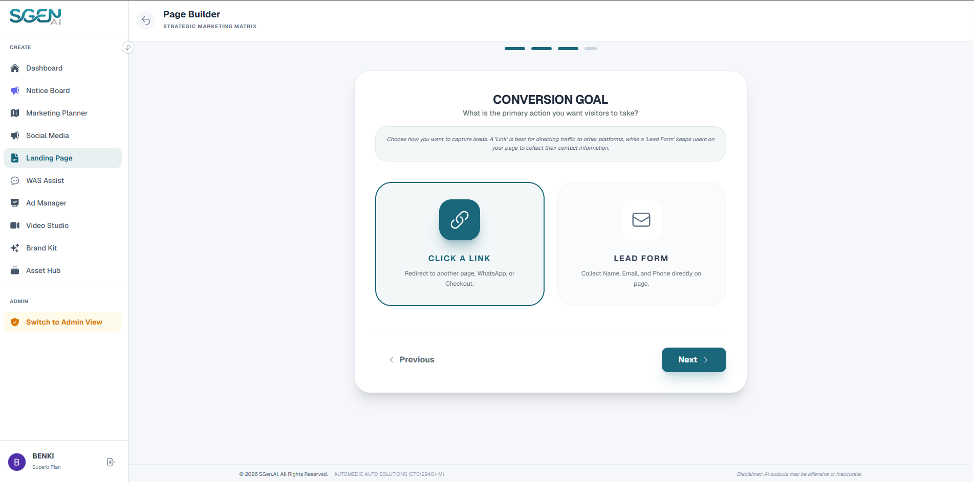 Step 3: Conversion Goal Settings